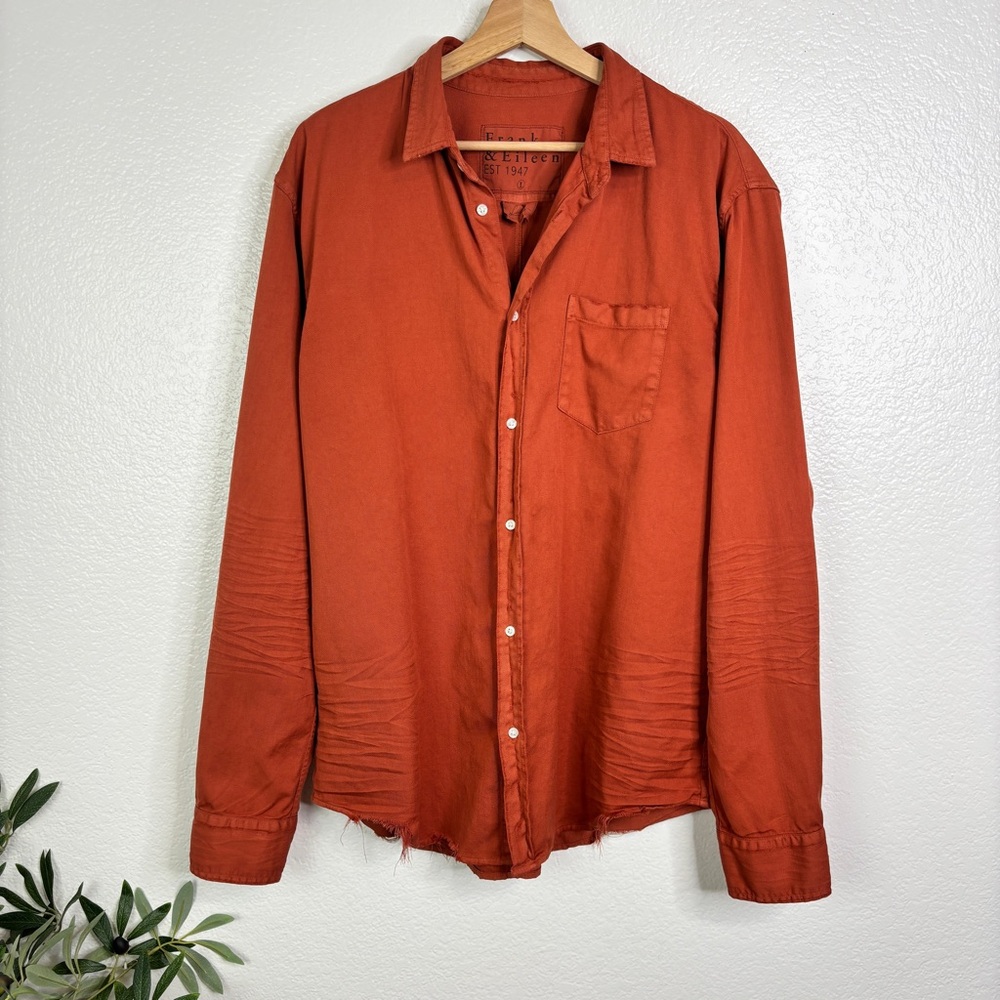 FRANK & EILEEN Luke Shirt in Famous Denim Tattered Rust Size L